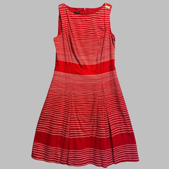 Talbots Nautical Fit and Flare Dress Size 10 Red White Rope Striped Preppy - Picture 1 of 9